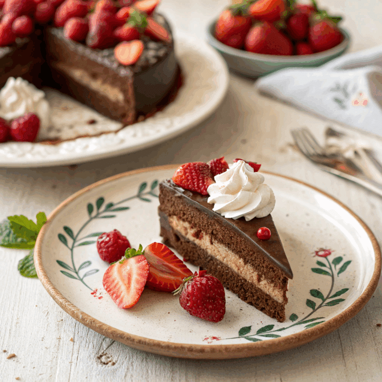 serving slice of torta caprese