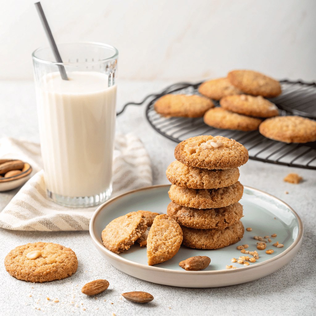 Almond flour cookies served with almond milk