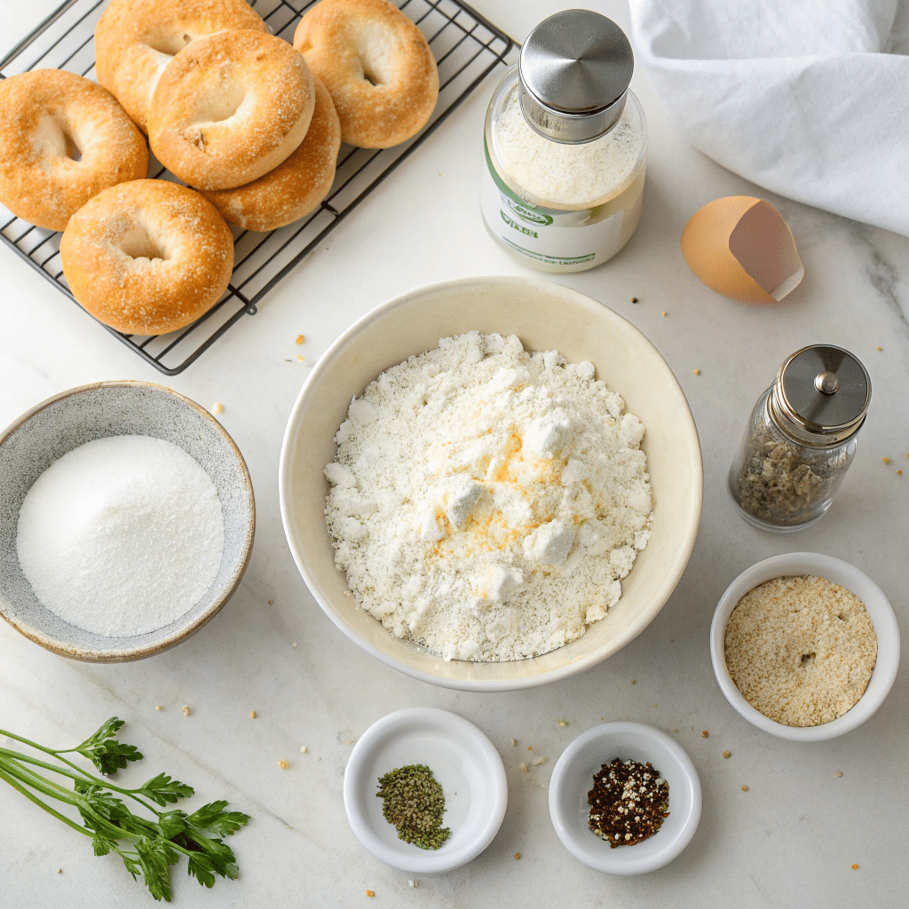 Ingredients for making homemade protein bagels