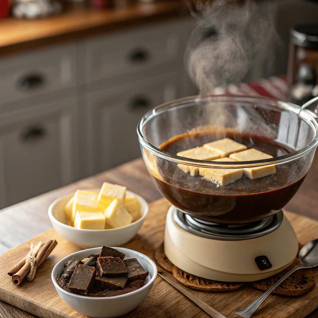 melting chocolate for torta caprese