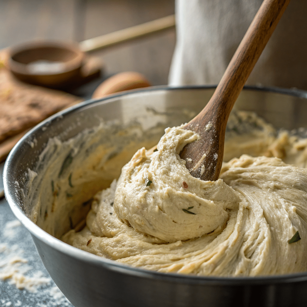  Protein bagel dough being mixed