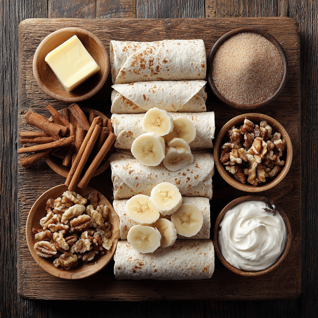 Ingredients for cinnamon tortilla roll ups