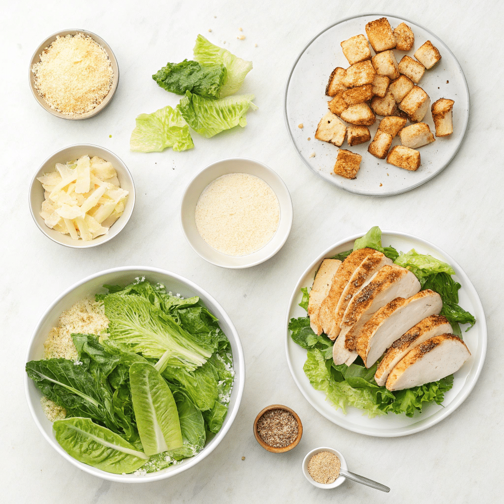 step-by-step chicken caesar salad ingredients