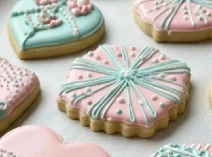 Beautifully decorated sugar cookies with royal icing designs