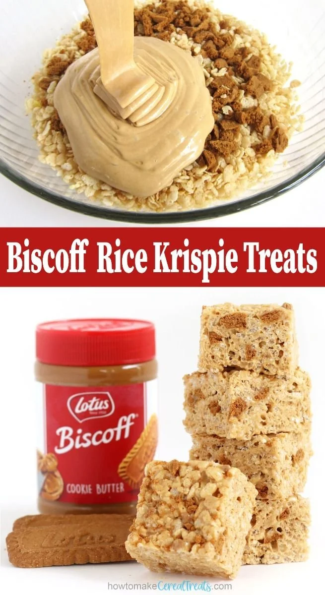 Biscoff Rice Krispie Treats topped with Biscoff cookie crumbs