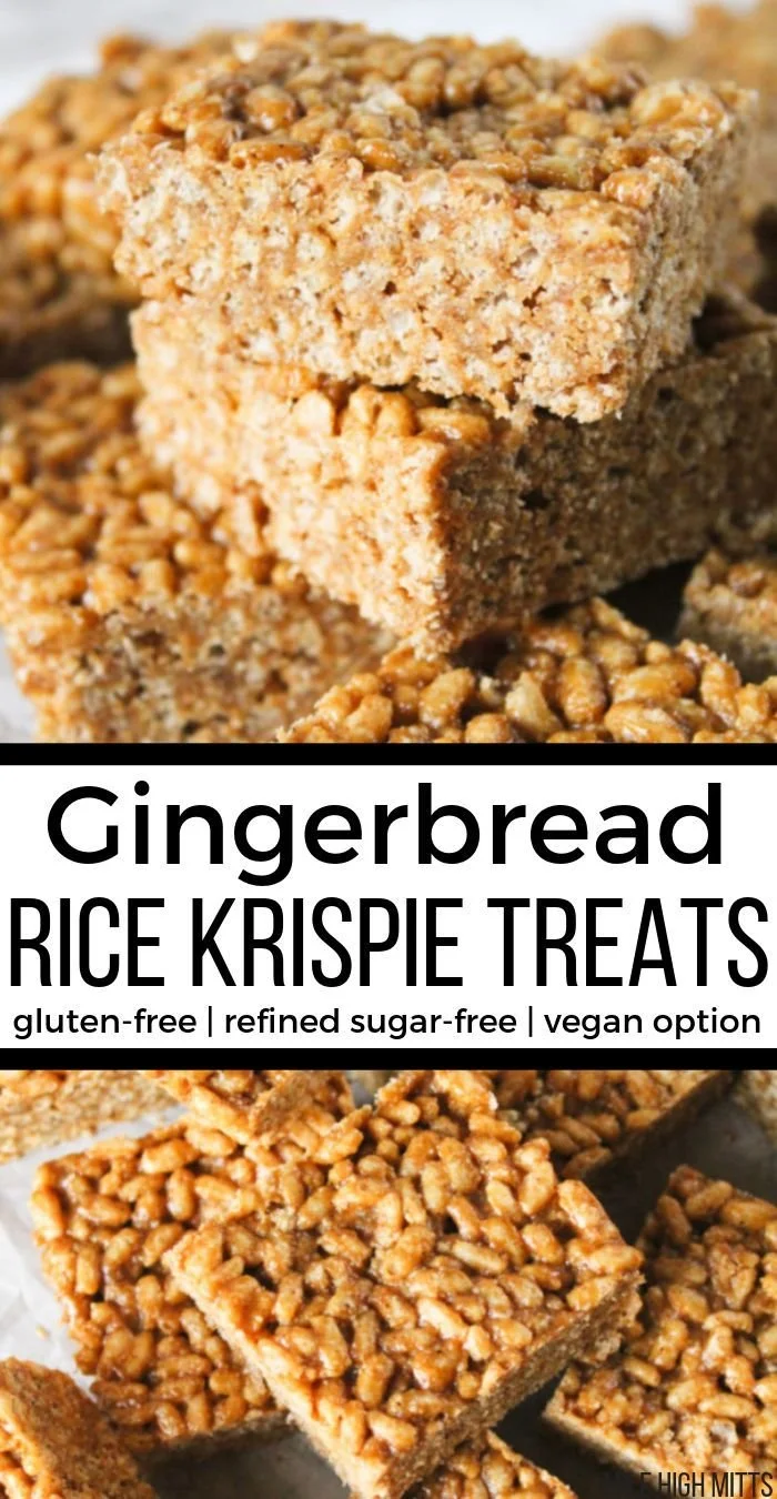 Gingerbread Rice Krispie Treats (gluten-free, refined sugar-free, vegan option) 2 Gingerbread Rice Krispie Treats (gluten-free, refined sugar-free, vegan option)