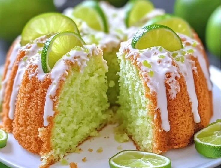 Moist & Tangy Key Lime Pound Cake 3 Moist and tangy Key Lime Pound Cake slice on a plate