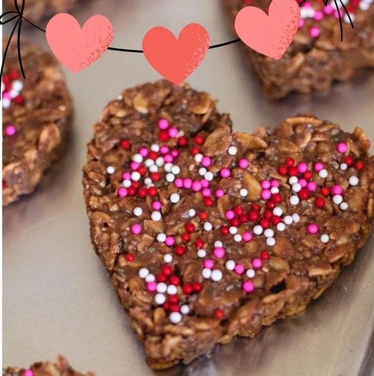 No bake Valentine's Day cookies decorated with love hearts
