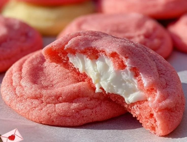Delicious Strawberry Cheesecake Cookies with fresh strawberries and creamy filling