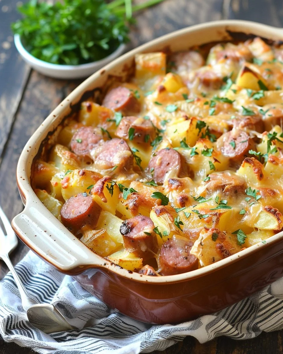 Kielbasa Sausage Cheesy Potato Casserole 2 Kielbasa Sausage Cheesy Potato Casserole